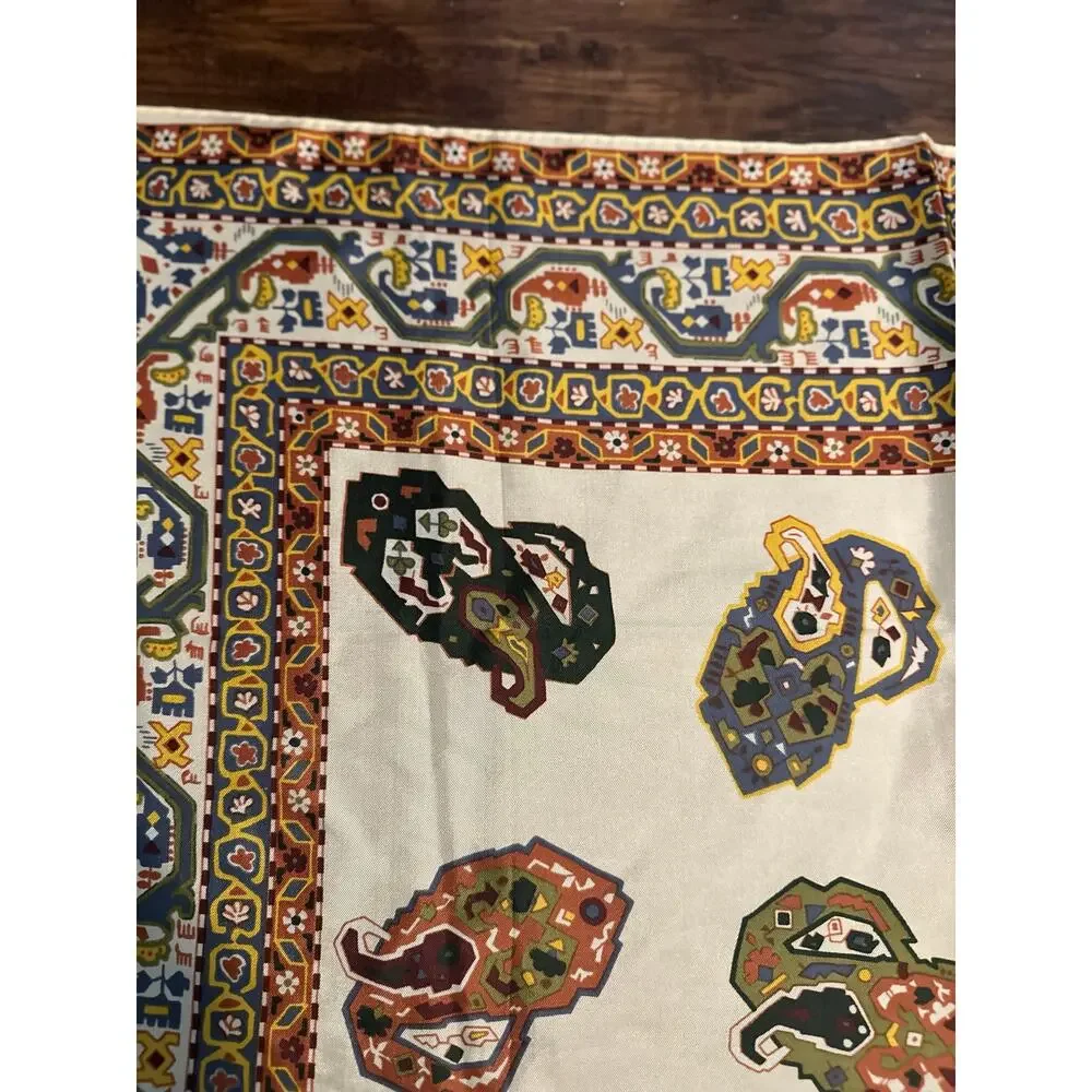 Vintage Echo Scarf Women's One Size Chinon Silk Geometric Print Square Scarf